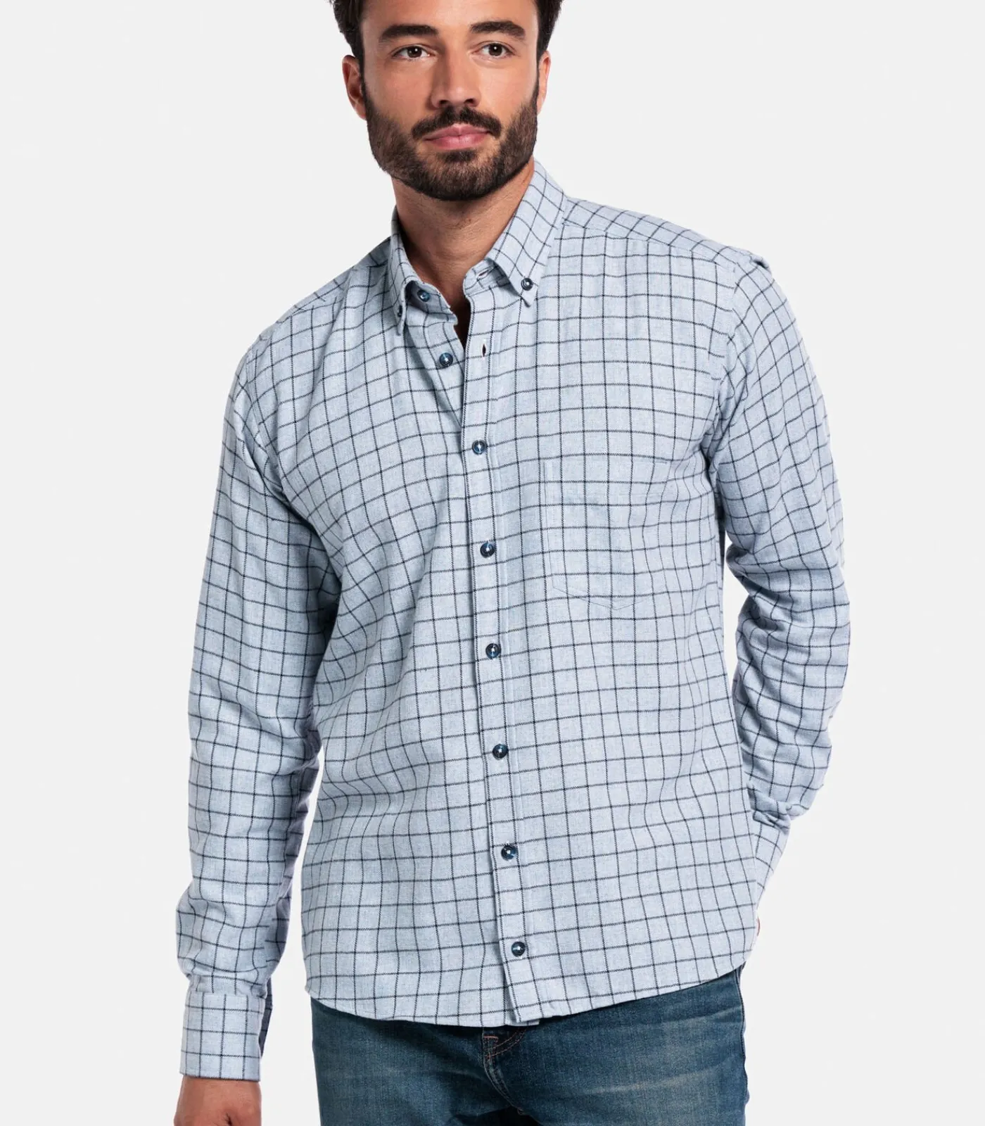 Heren Giordano Brando Flanel Overhemd – Navy