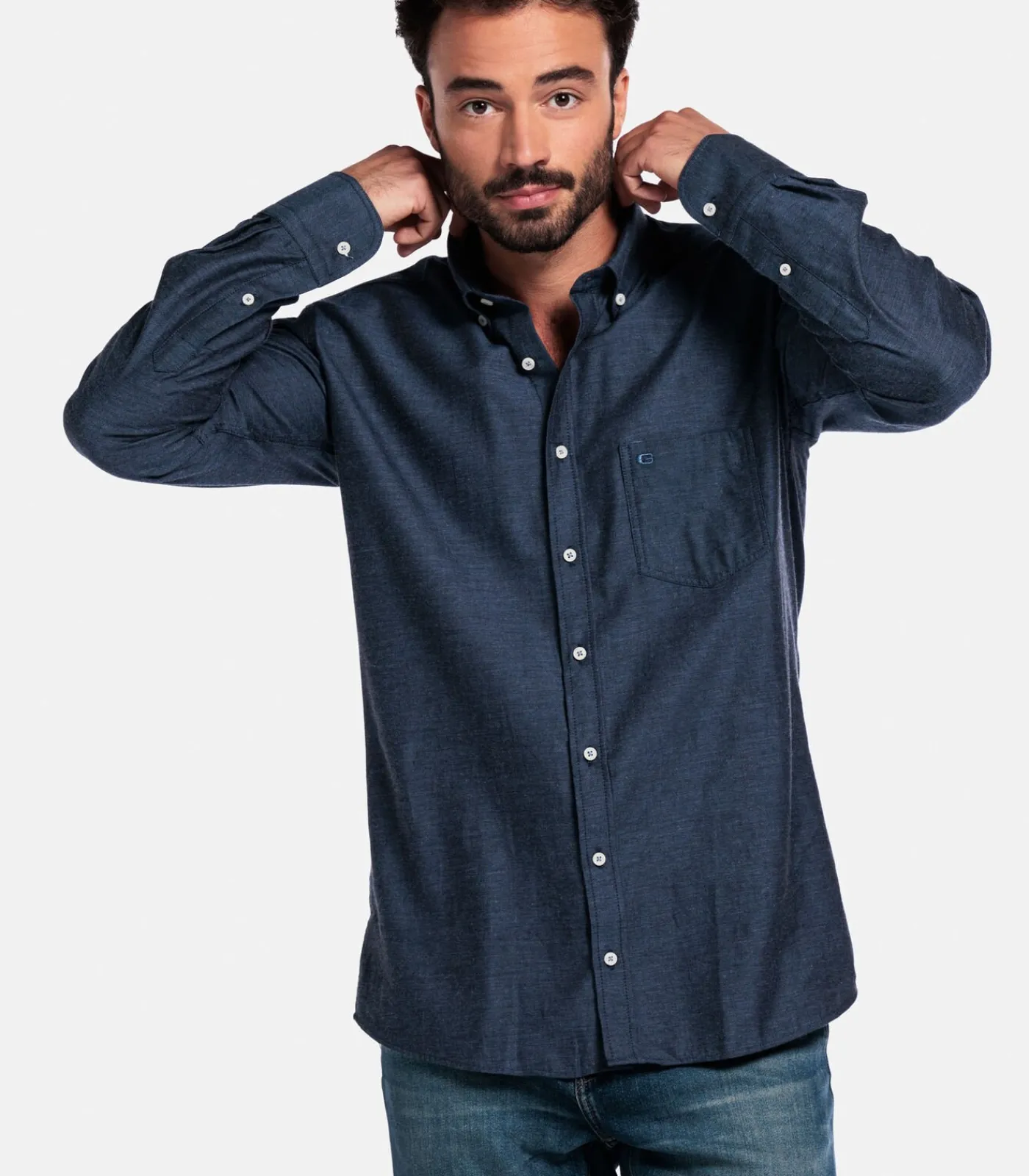 Heren Giordano Brando Flanel Overhemd – Navy