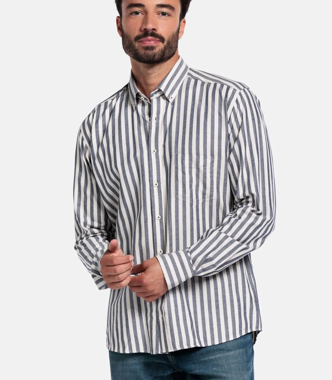 Heren Giordano Brando Gestreept Overhemd – Navy