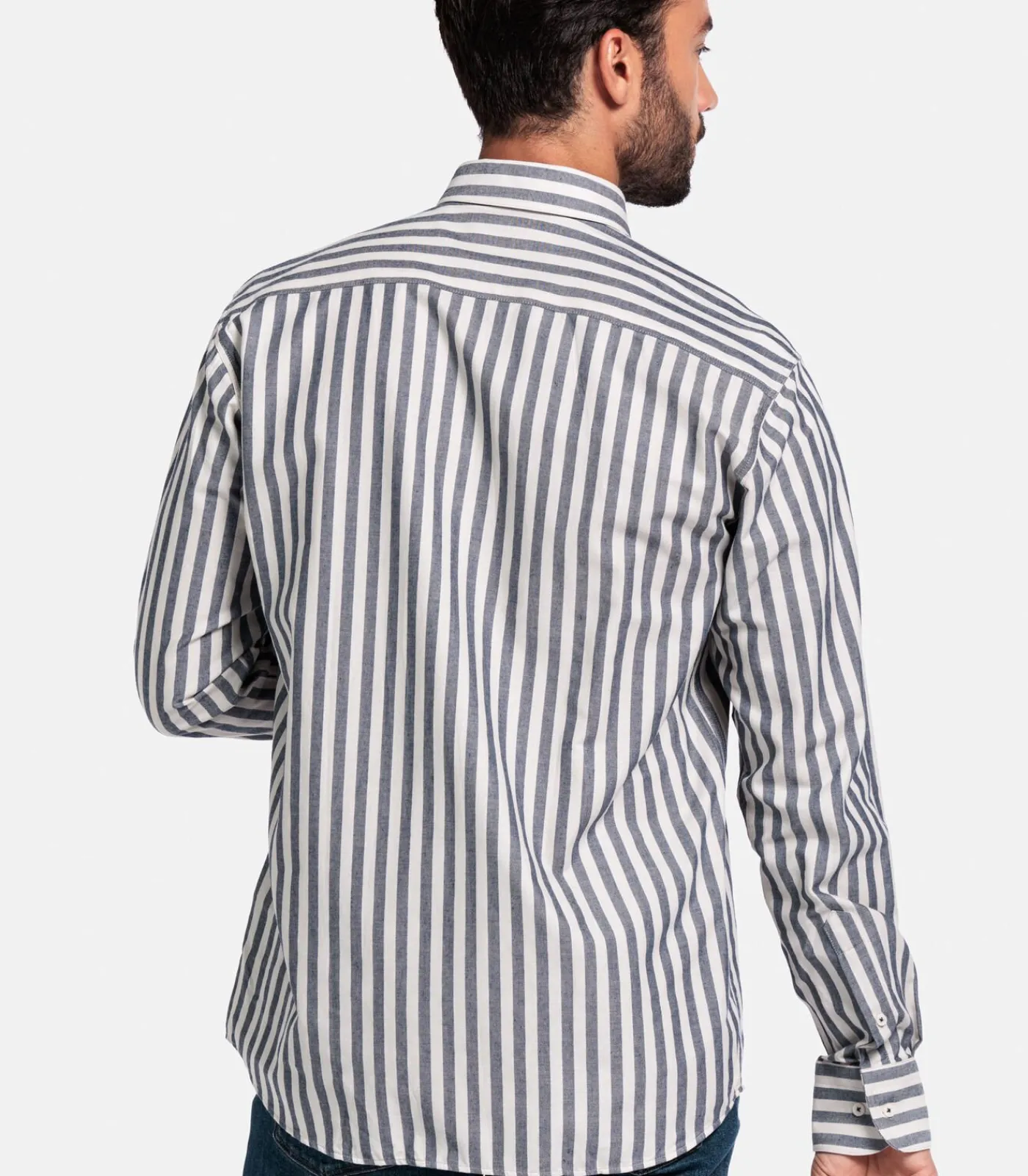 Heren Giordano Brando Gestreept Overhemd – Navy