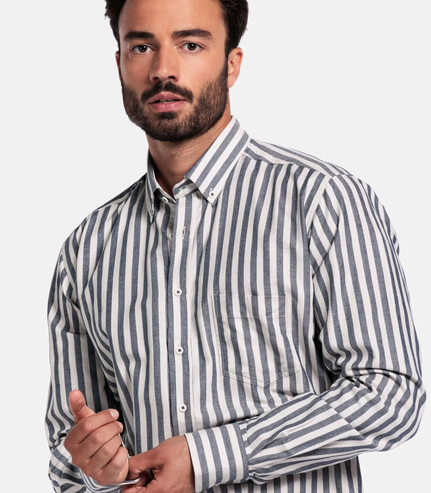 Heren Giordano Brando Gestreept Overhemd – Navy