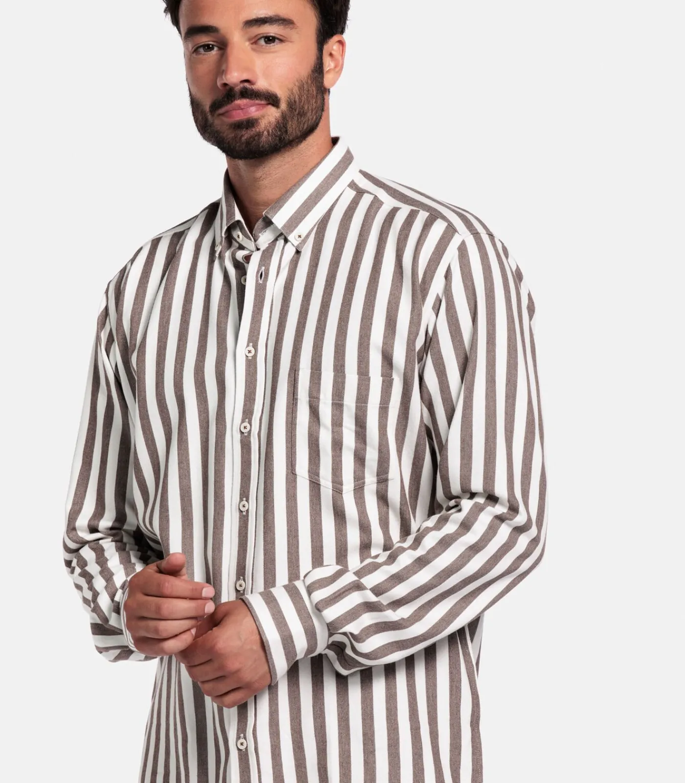 Hot Brando Streep Overhemd - Donkerbruin Heren Hemden