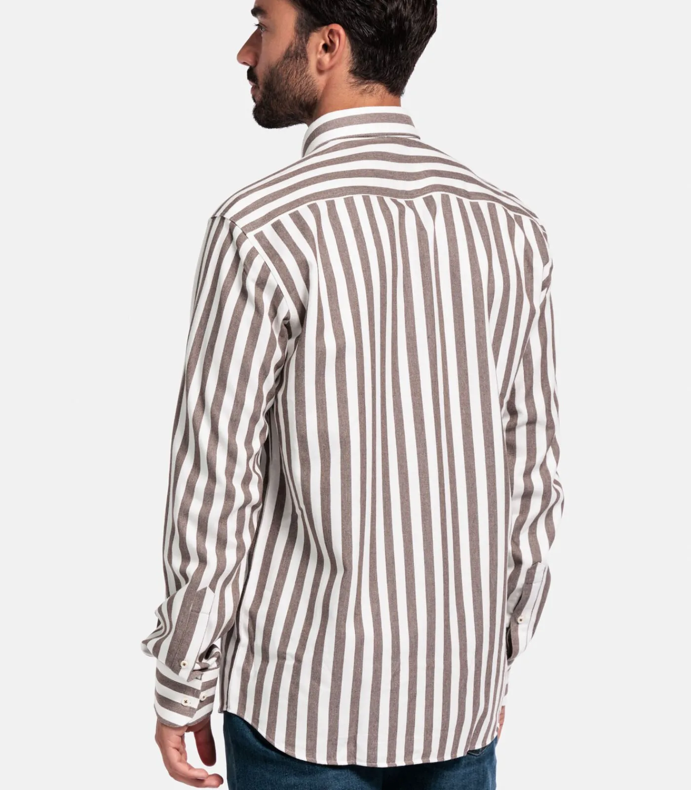 Hot Brando Streep Overhemd - Donkerbruin Heren Hemden