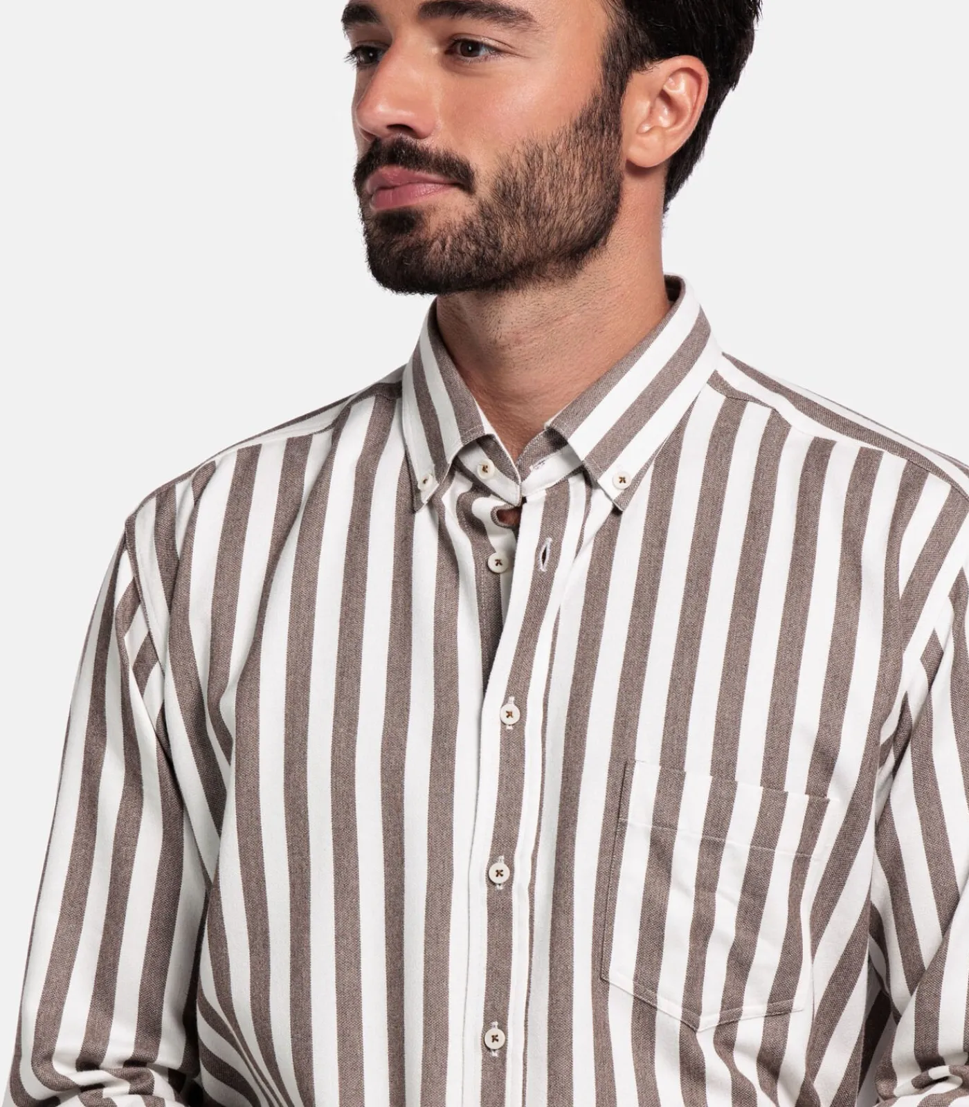 Hot Brando Streep Overhemd - Donkerbruin Heren Hemden