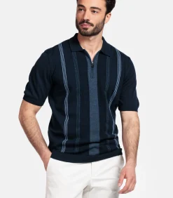 Outlet Enzo Knitted Polo – Melange Blauw Heren T-Shirts & Polo's