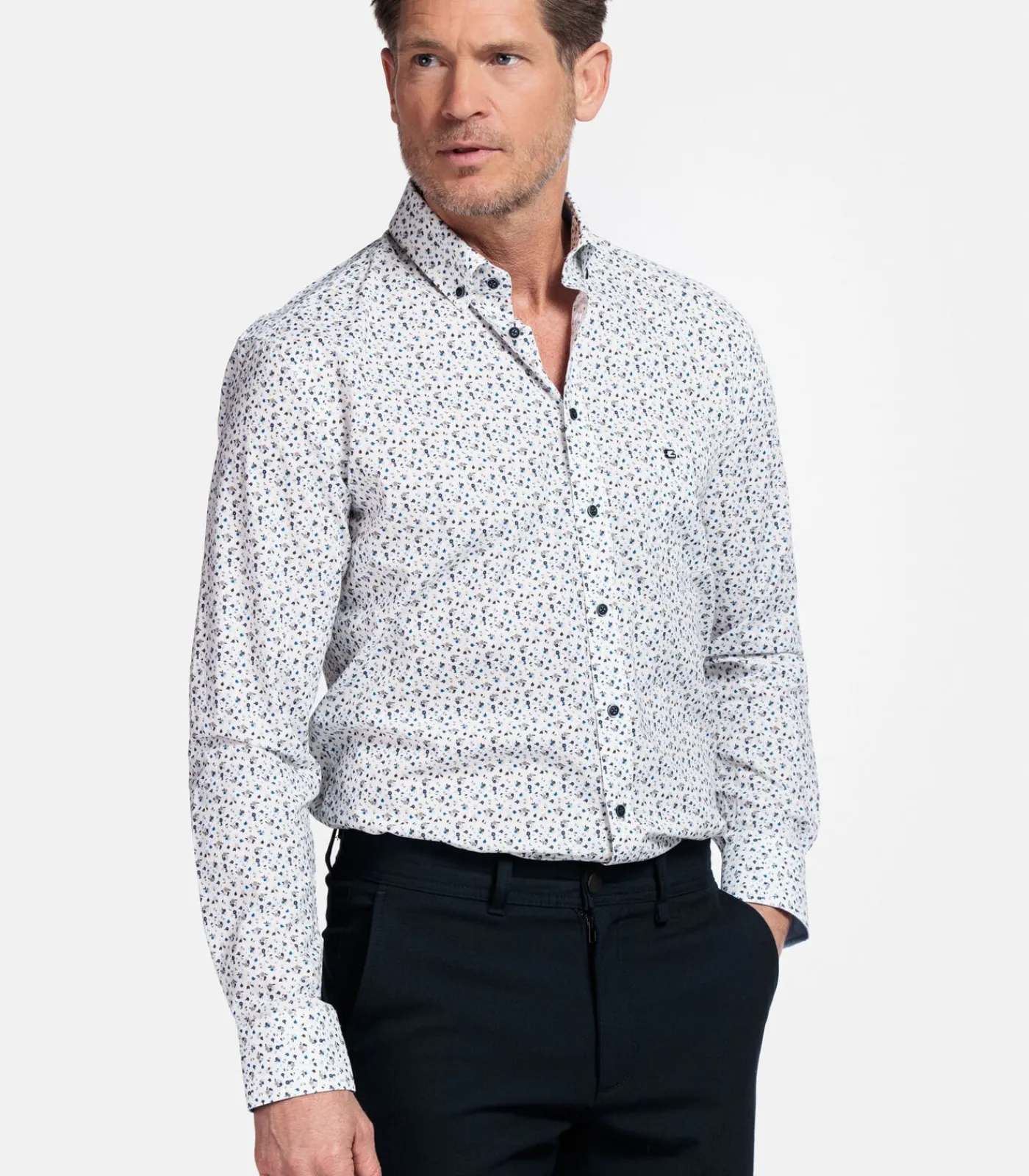 Heren Giordano Ivy Bloemenprint Overhemd – Navy