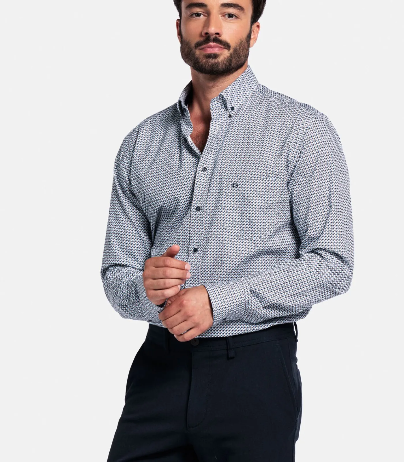 Heren Giordano Ivy Overhemd – Navy Print