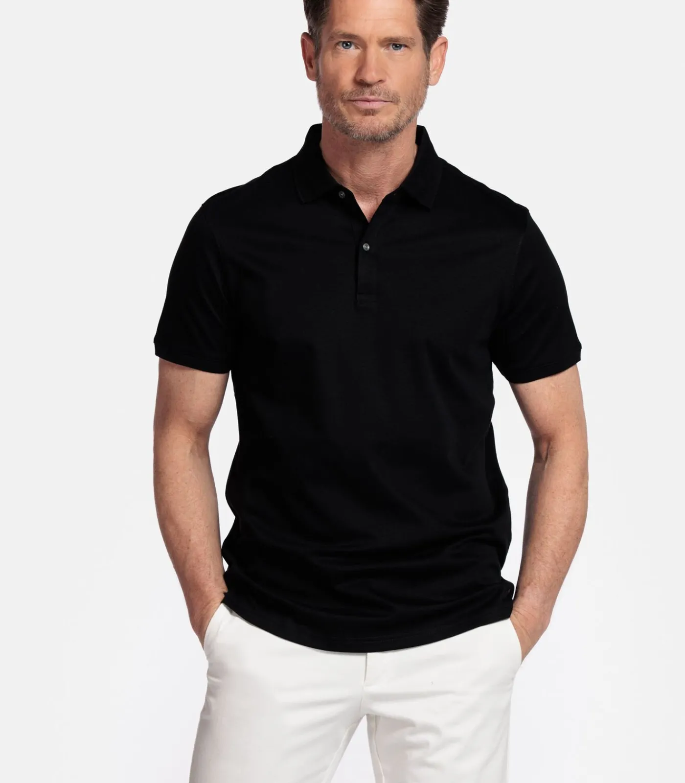Heren Giordano Lino Liquid Cotton Polo – Zwart