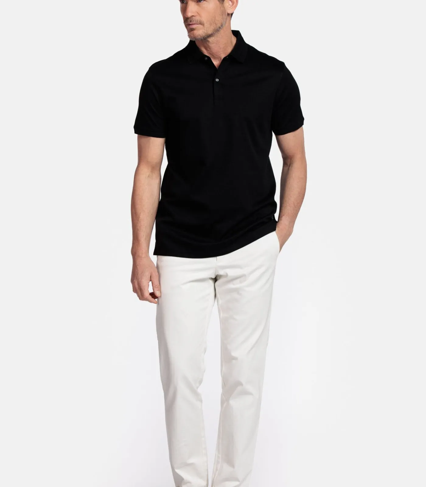 Heren Giordano Lino Liquid Cotton Polo – Zwart