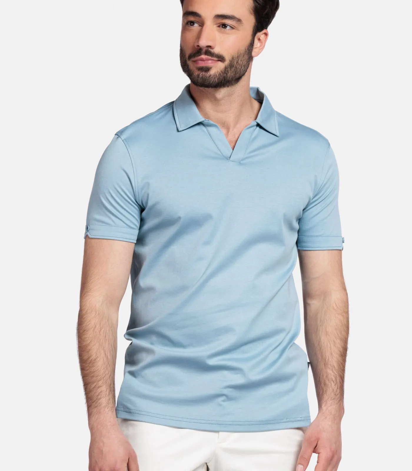 Sale Liquid Cotton Poloshirt – Lichtblauw Heren T-Shirts & Polo's