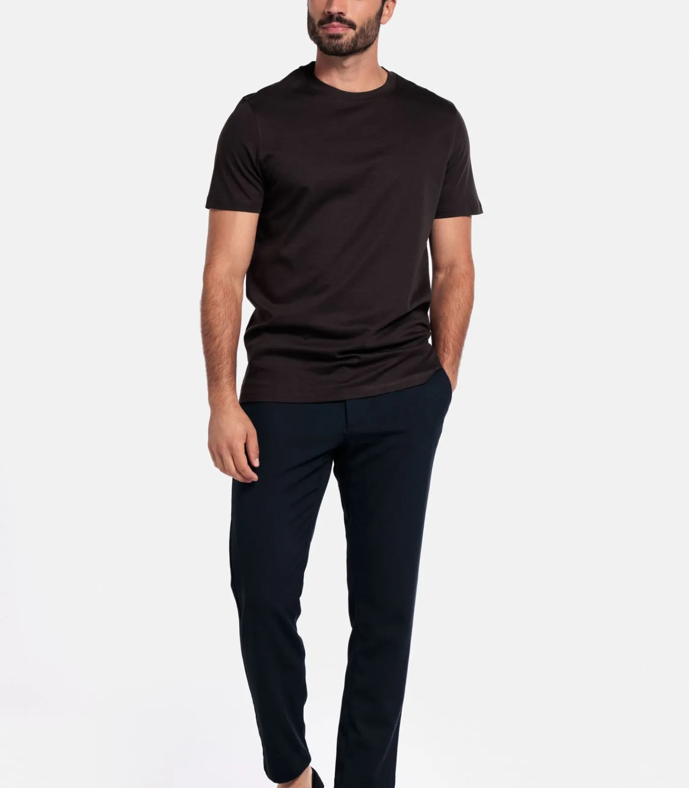 Outlet Luca Liquid Cotton T-shirt – Donkerbruin Heren T-Shirts & Polo's