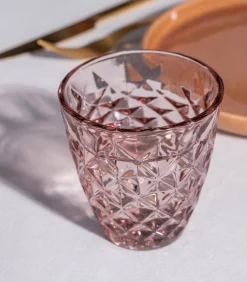 New Glas 22cl roze Prisma - set/4 Glazen & Karaffen