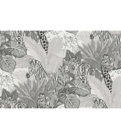 Noordwand Good Vibes Behang Jungle Animals grijs en zwart