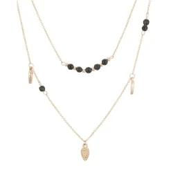 DAMES MES BIJOUX Goud en obsidiaan ketting
