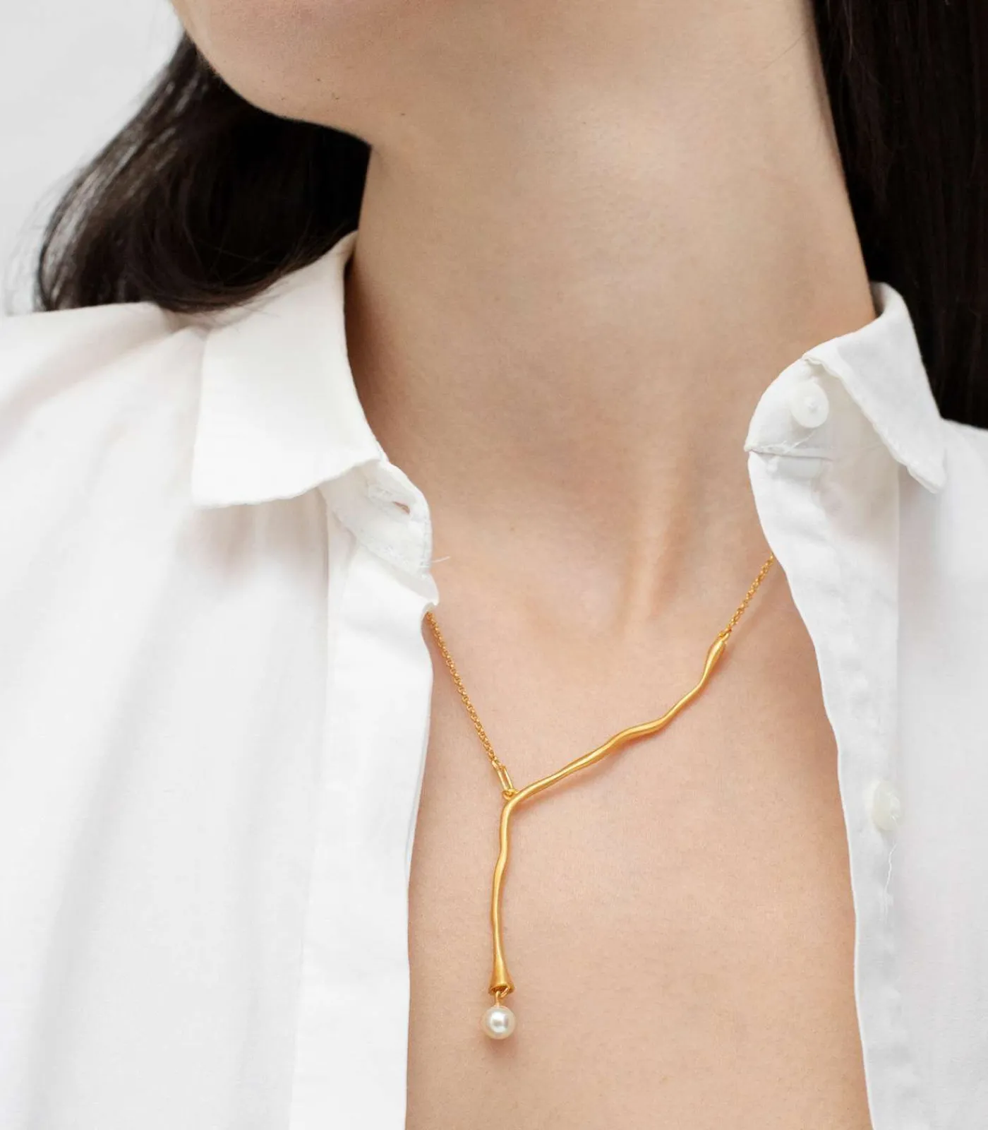 DAMES Joidart Gouden ketting Eclat met witte parel