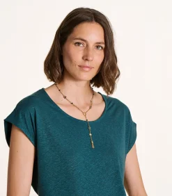 DAMES La Fée Maraboutée Gouden ketting met natuurlijke stenen in zeegroen