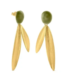 Hot Gouden oorbellen Olivia met twee bladeren DAMES Oorbellen