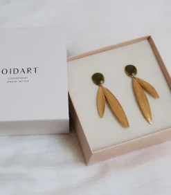 Hot Gouden oorbellen Olivia met twee bladeren DAMES Oorbellen