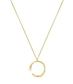 DAMES Joidart Gouden ronde ketting Eclat met witte parel