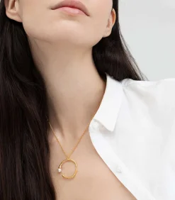 DAMES Joidart Gouden ronde ketting Eclat met witte parel