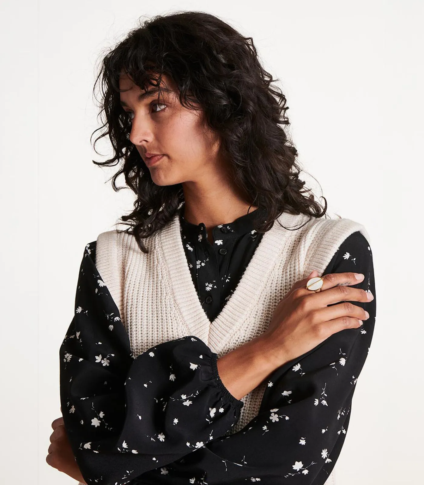 DAMES La Fée Maraboutée Gouden ronde ring met parelmoer