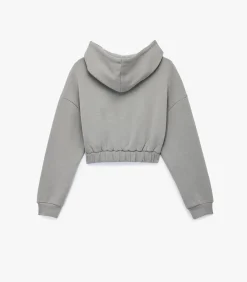 Sale Grijs Crop Sweatshirt Kap Hoody Lang DAMES Truien & Cardigans