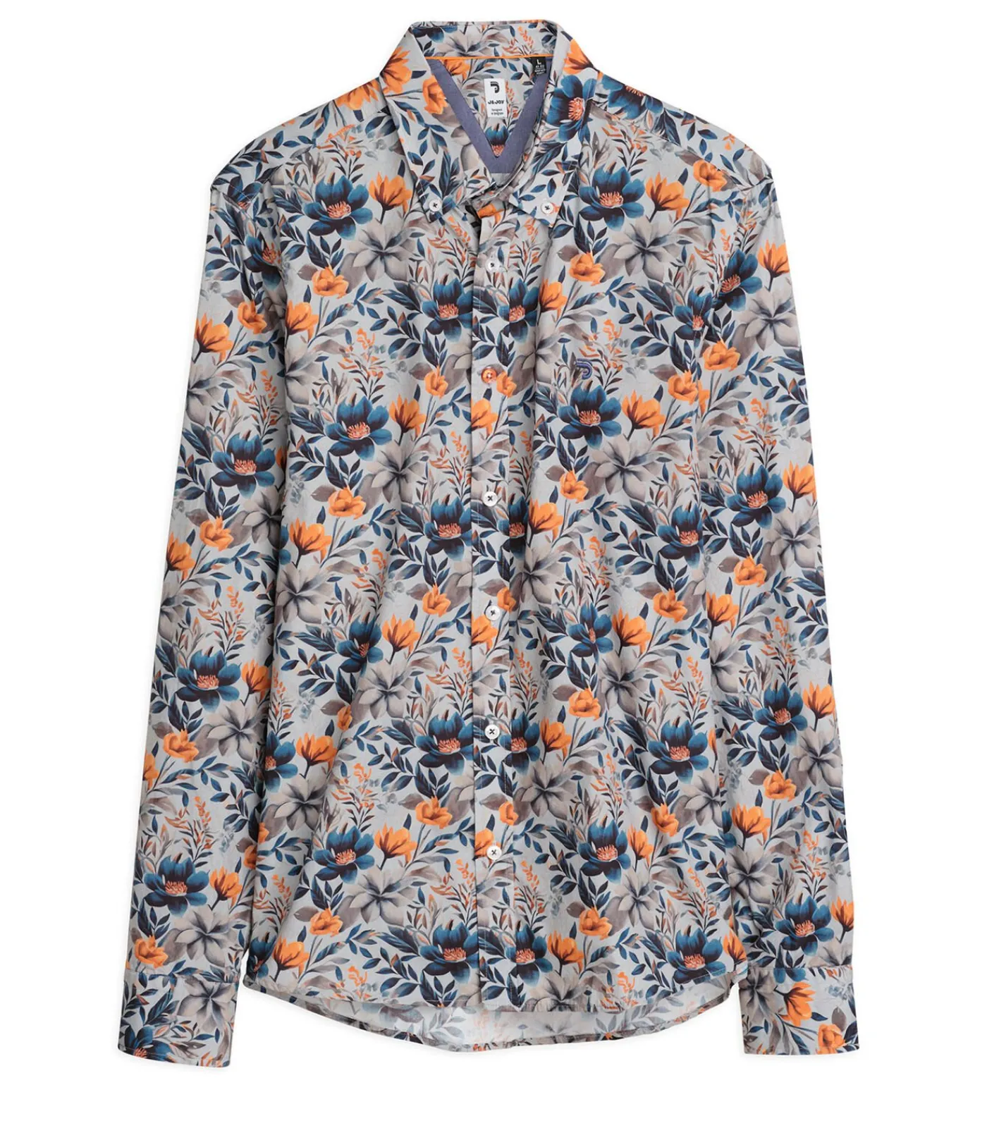 Sale Grijs herenoverhemd met bloemen Heren Hemden