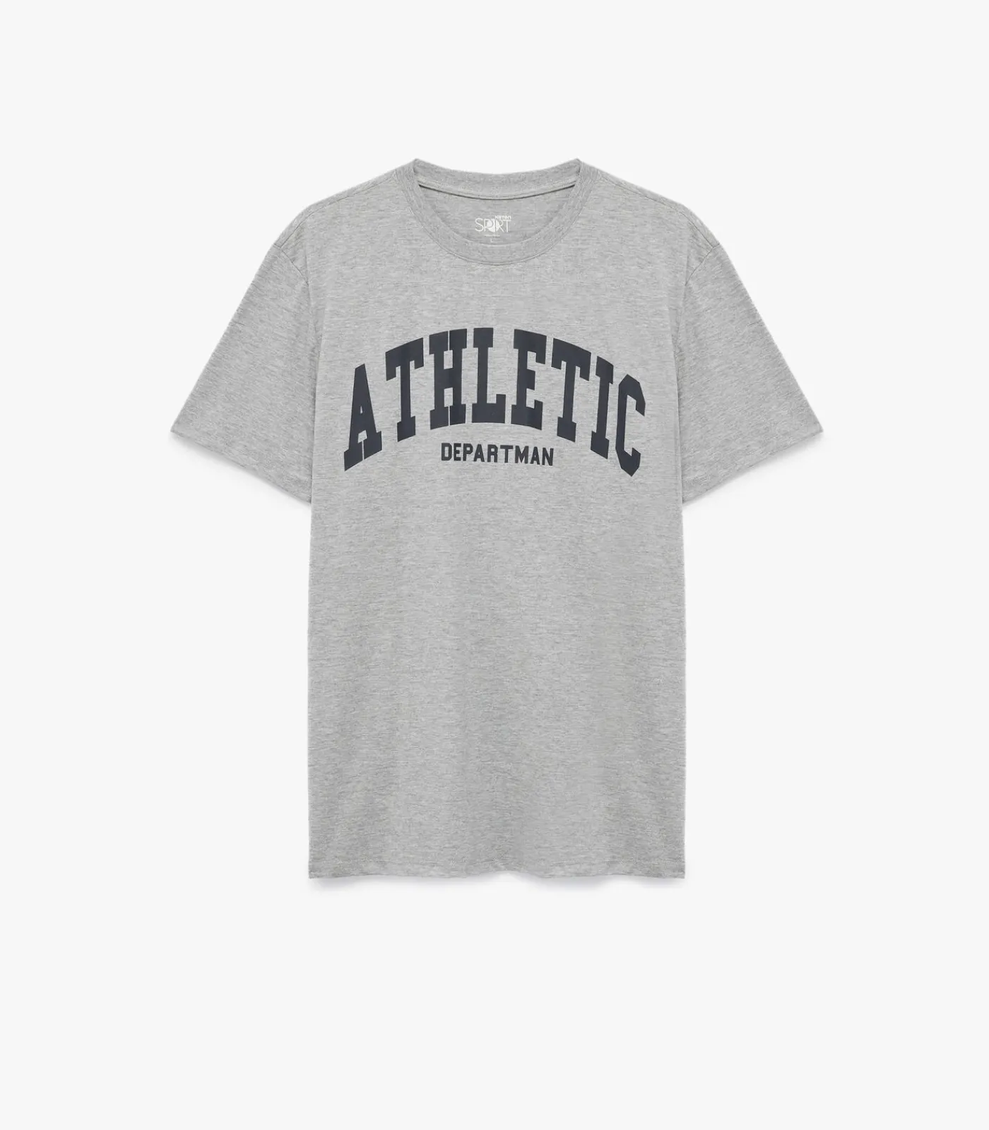 Heren Koton Grijs T-shirt Korte Mouwen Ronde Hals Bedrukt