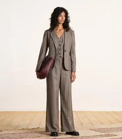 Clearance Grijze ceintuurjas met strepen DAMES Jassen