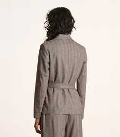 Clearance Grijze ceintuurjas met strepen DAMES Jassen