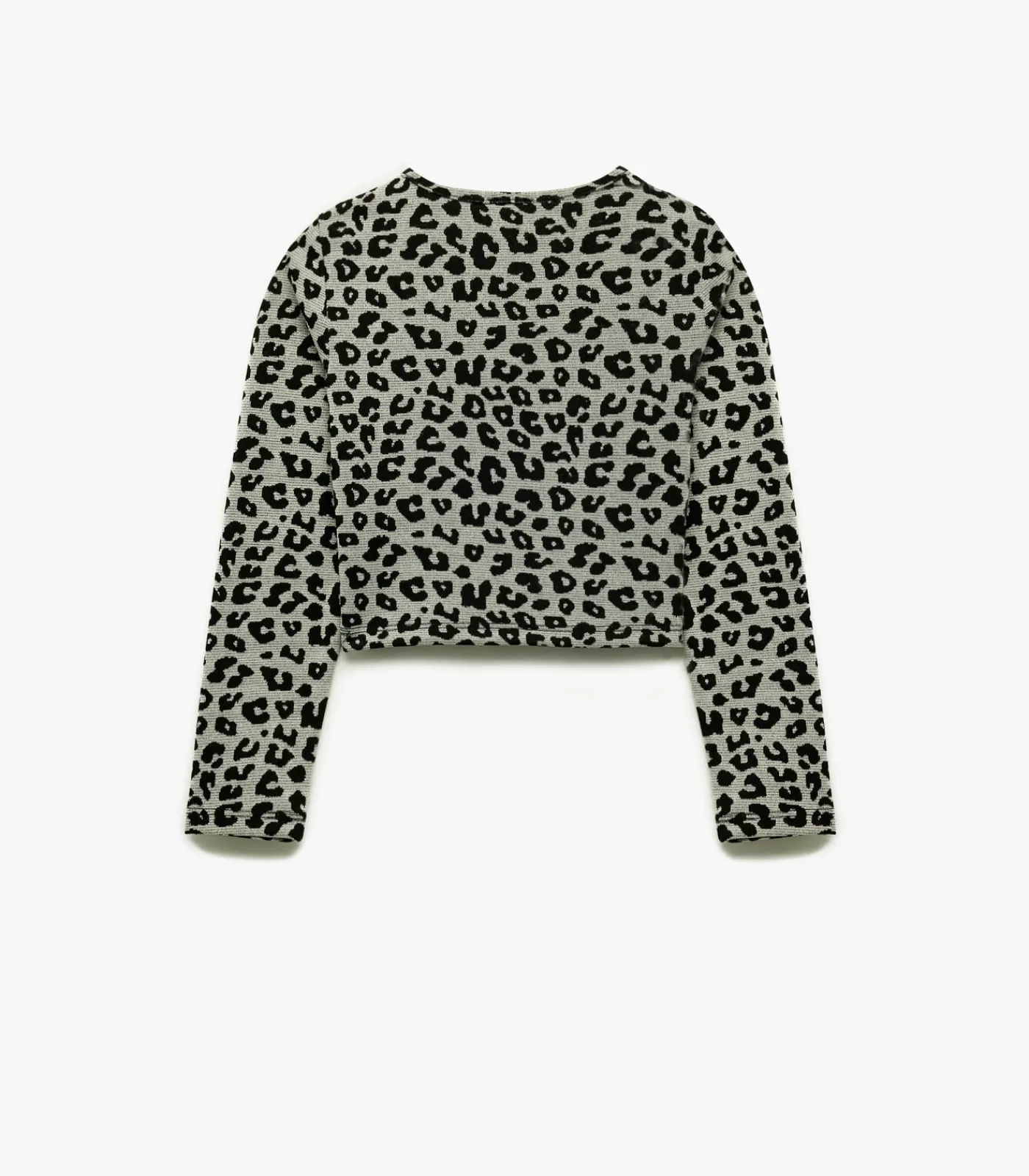 Kinderen Koton Grijze Crop Blouse Lange Mouwen Luipaardprint