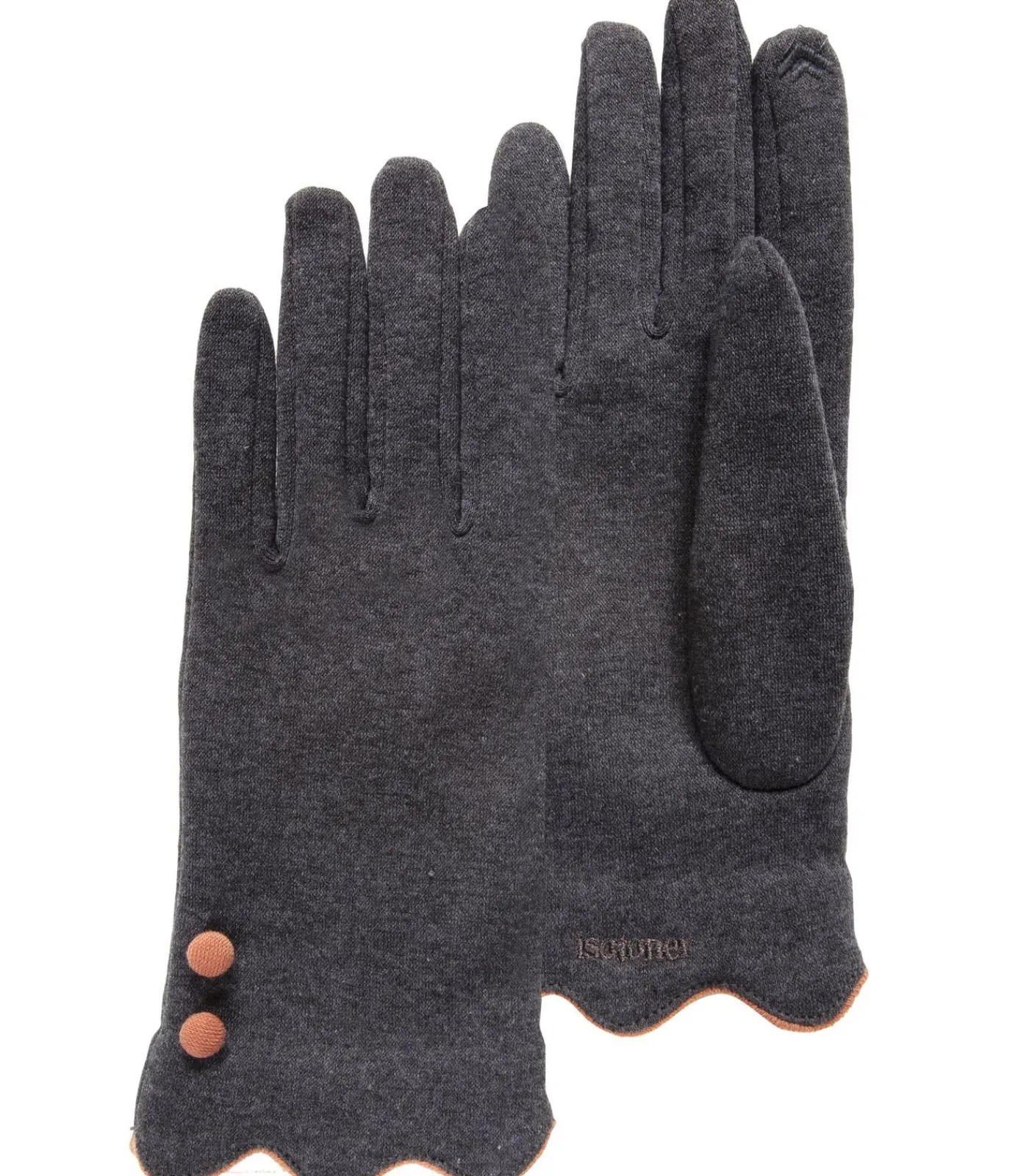 DAMES ISOTONER Grijze festonhandschoenen voor dames