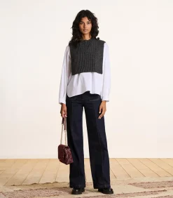 Sale Grijze gebreide plastron met rits DAMES Sjaals