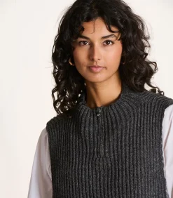 Sale Grijze gebreide plastron met rits DAMES Sjaals