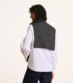 Sale Grijze gebreide plastron met rits DAMES Sjaals