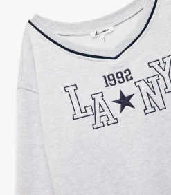 New Grijze Oversized Sweatshirt V-hals Lange Mouwen DAMES Truien & Cardigans