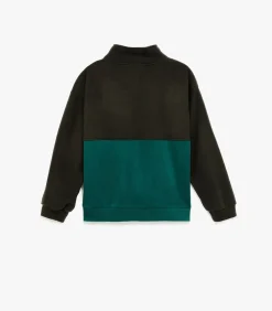 Kinderen Koton Groen Kindersweatshirt Met Kleurblokken En Hoge Kraag