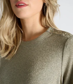 Hot Groen kleed met lurex en knoop in de taille DAMES Jurken