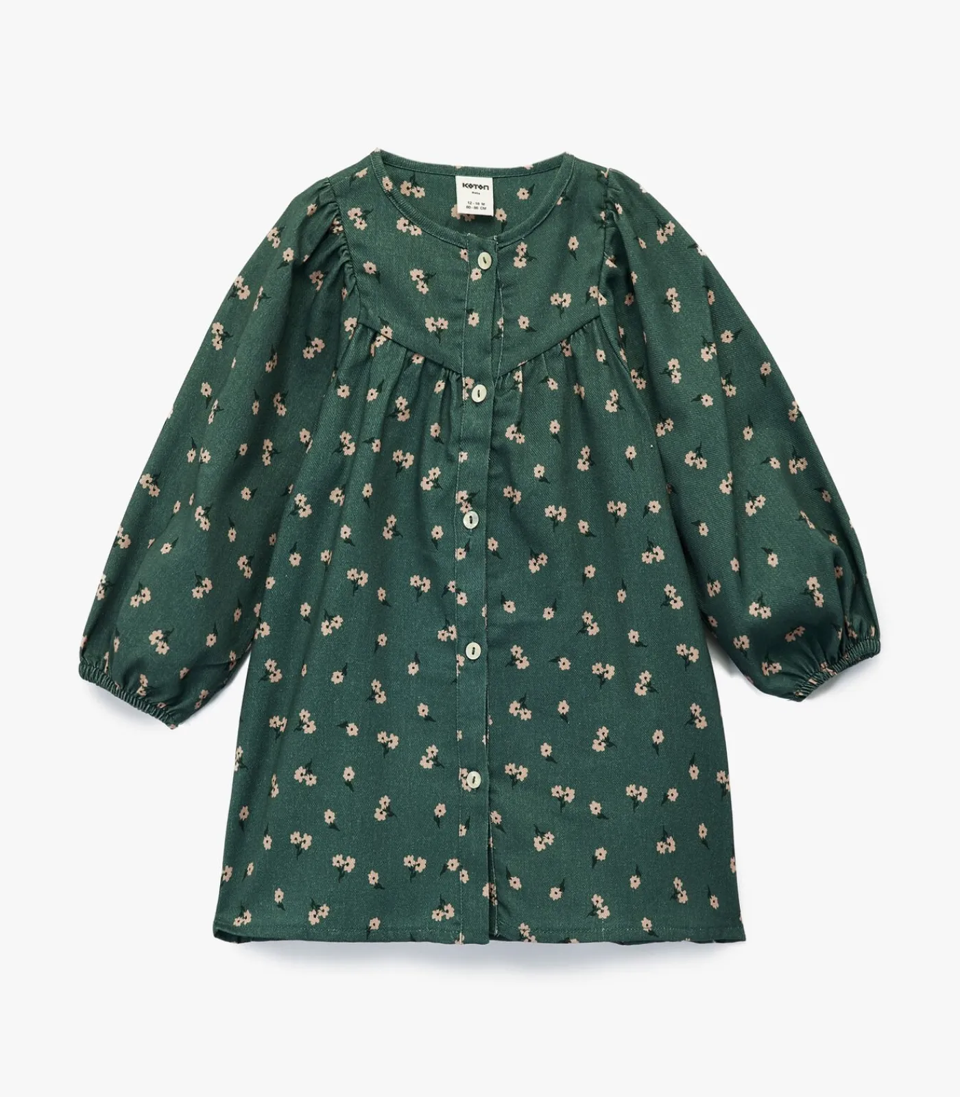 Kinderen Koton Groen Meisjesjurk Katoen Bloemenprint Lange Mouwen