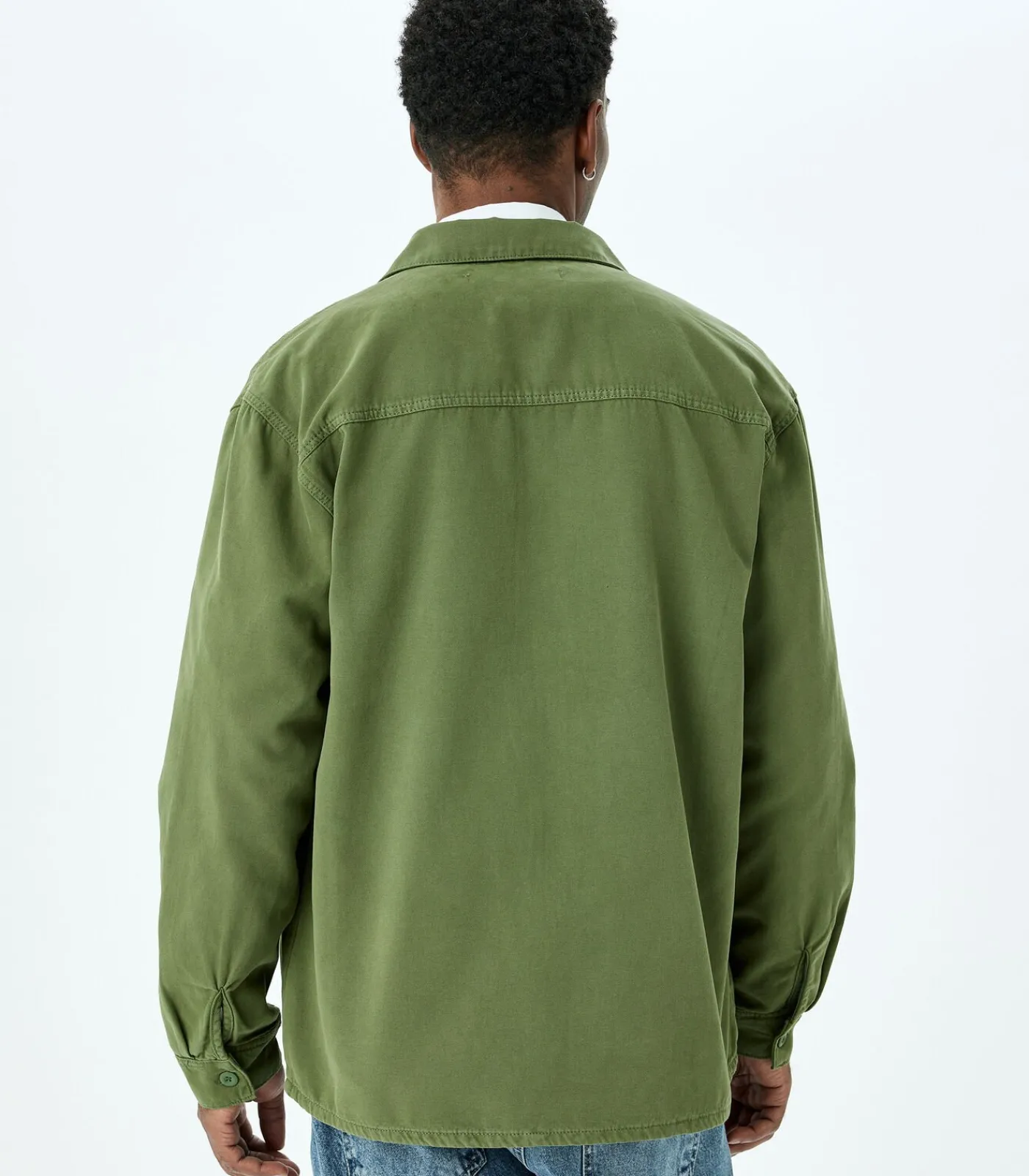 Heren Koton Groene Mannen Oversized Spijkerjas Lange Mouwen