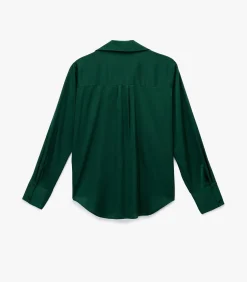 Clearance Groene Satijnen Blouse Met Lange Mouwen DAMES Overhemden & Blouses