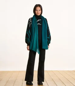 Online Groene sjaal van wol en zijde DAMES Sjaals