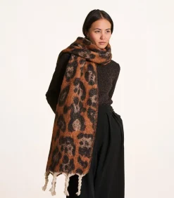 Discount Grote bruine luipaardsjaal DAMES Sjaals