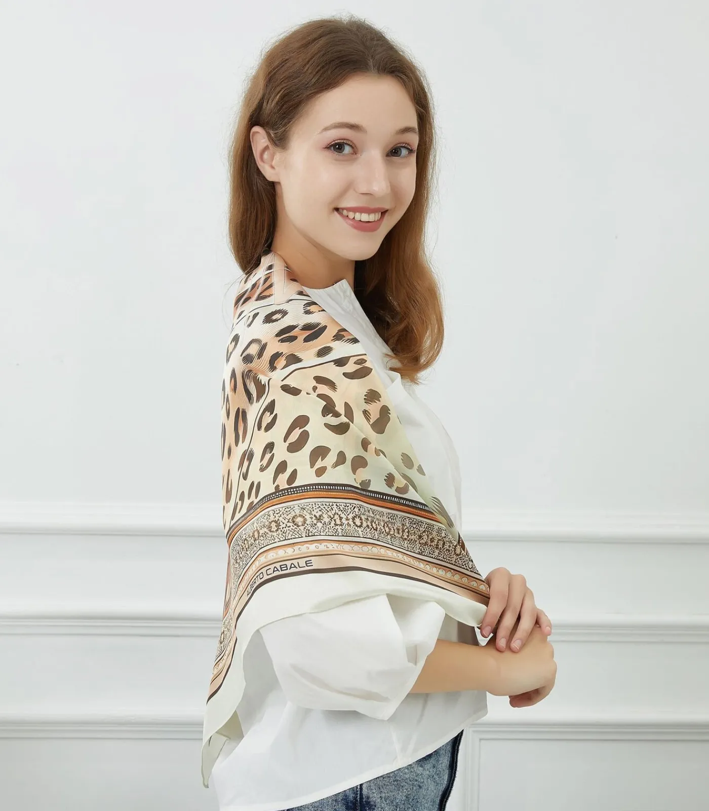 Best Grote vierkante zijden sjaal Original Leopard Zoé DAMES Sjaals