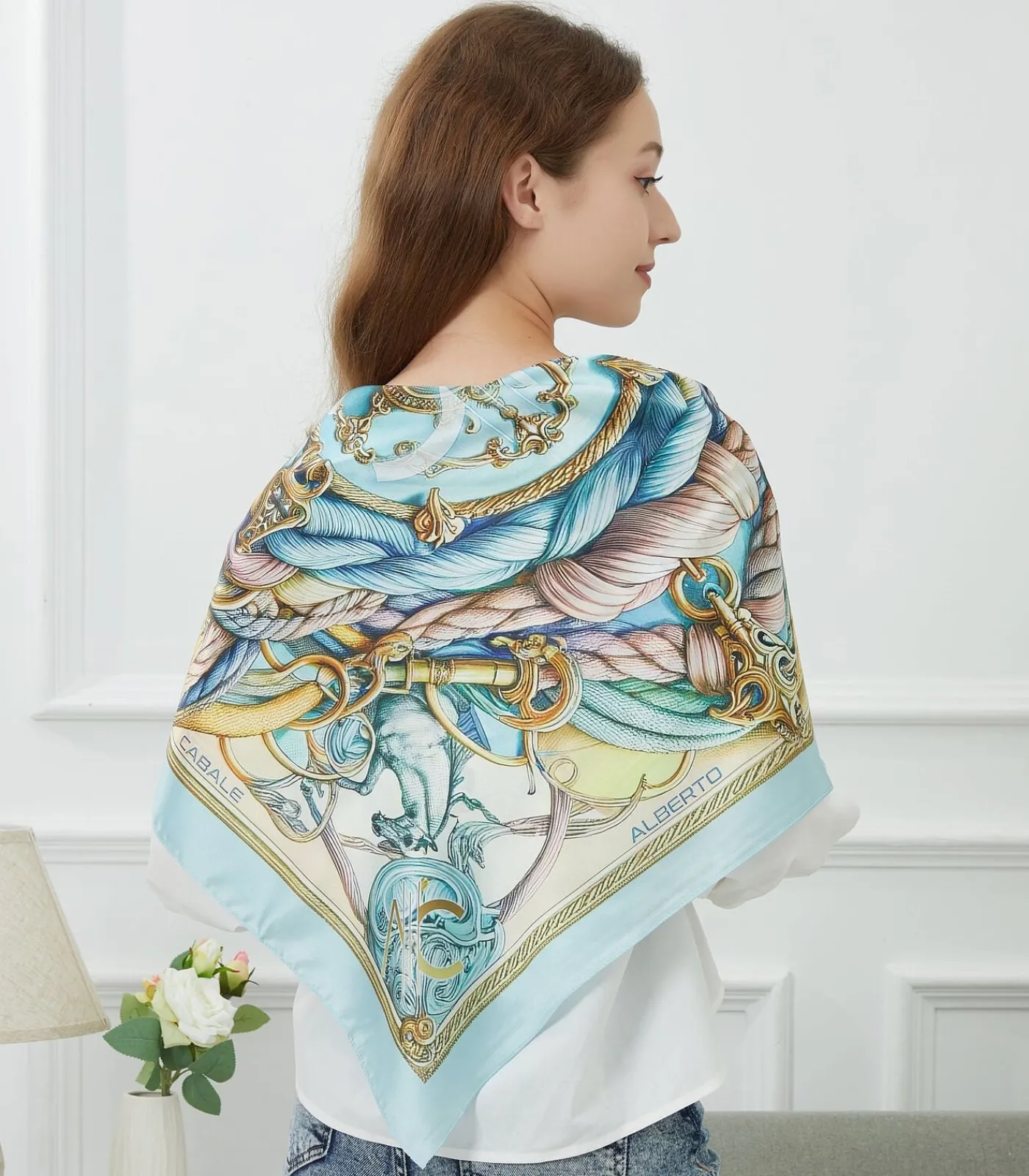 Discount Grote vierkante zijden Spring Rope Zoé DAMES Sjaals