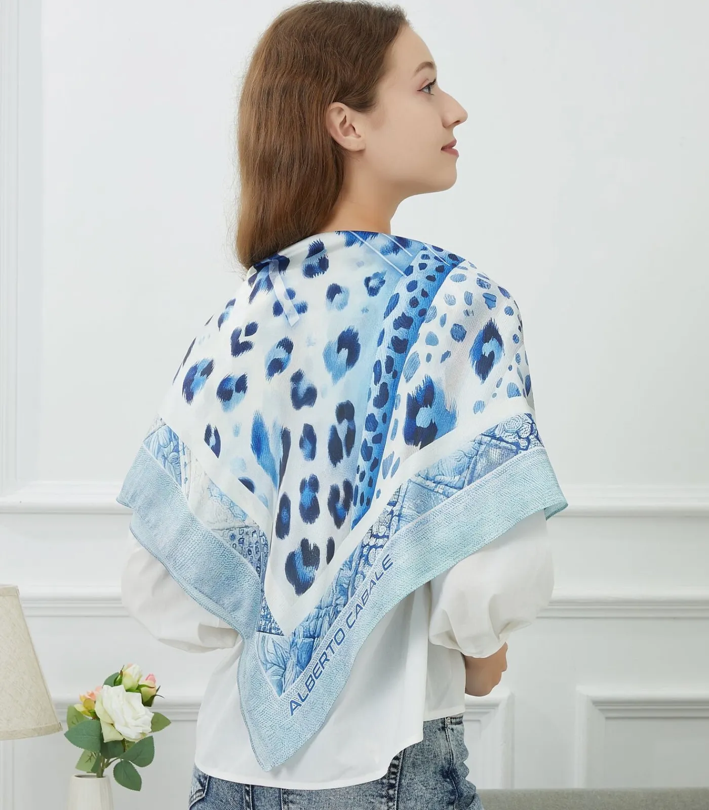 Sale Grote zijden sjaal Blue Panther Zoé DAMES Sjaals