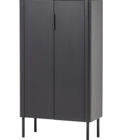 Outlet Gunnar 2-Deurs Kast - Grenen - Matzwart -135x85x39 Meubels