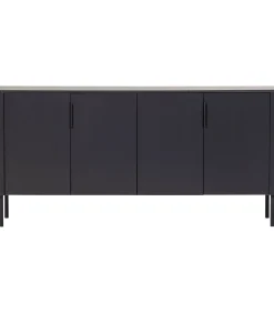 WOOOD Gunnar Dressoir 200 cm - Grenen - Matzwart - 85x201x44