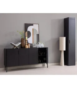 WOOOD Gunnar Dressoir 200 cm - Grenen - Matzwart - 85x201x44