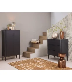 WOOOD Gunnar Ladekast - Grenen - Matzwart - 93x94x52